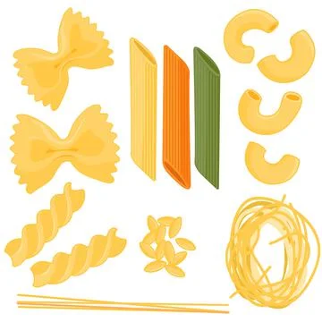 Collection of different types of pasta. Vector illustration Stock Illustration