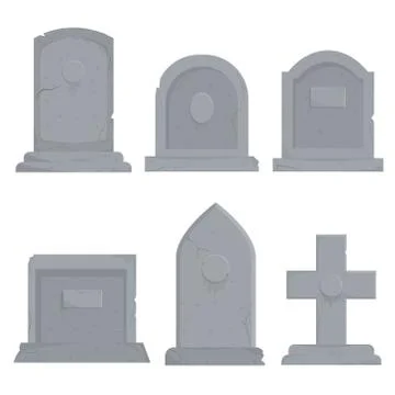 Collection of different various gravestones vector graphic illustration Stock Illustration