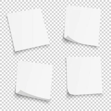 Collection of different white sheets. papers note with curled corner isolated Illustrazione stock