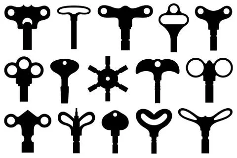 Collection of different wind up keys Illustration