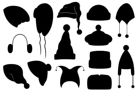 Collection of different winter hats Stock Illustration