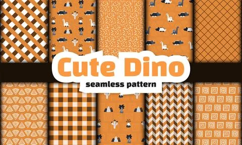 Collection of dinosaur seamless pattern Stock Illustration