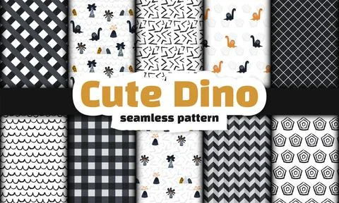 Collection of dinosaur seamless pattern Illustrazione stock