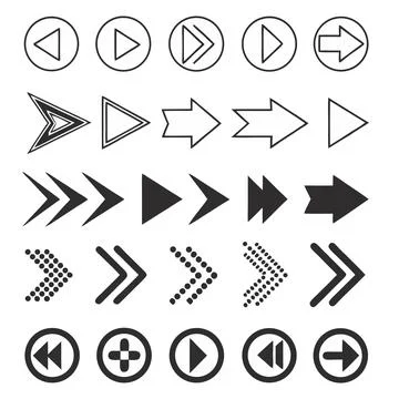Collection of direction arrows flat design vector illustration Stock Illustration
