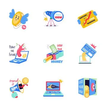 A collection of distance learning, graduation, and academic study objects Ilustração Stock