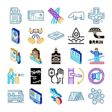 Collection of diverse activity and object icons Stock Illustration