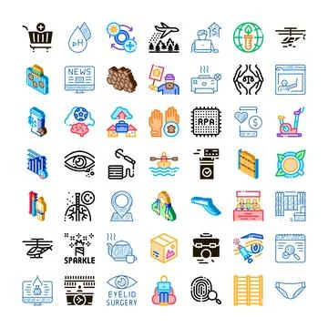 Collection of diverse activity and object icons Stock Illustration