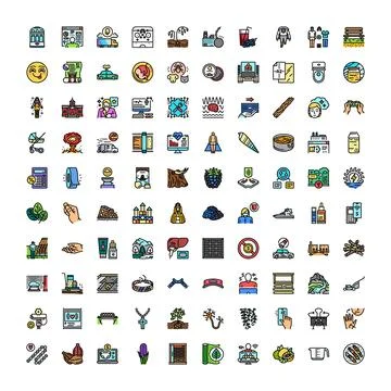 Collection of diverse activity and object icons 스톡 일러스트