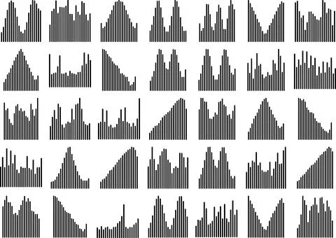 A collection of diverse bar charts representing various data visualizations.. 스톡 일러스트