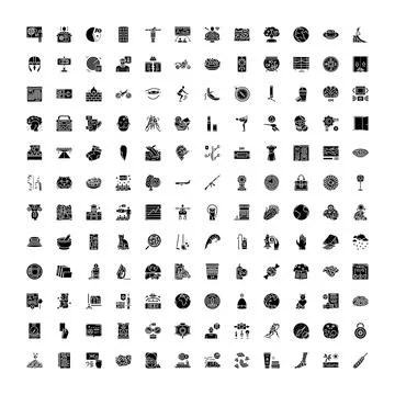 Collection of diverse black silhouette vector icons Stock Illustration