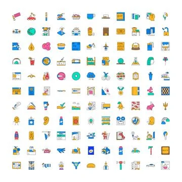 Collection of diverse colorful vector line icons for applications Illustrazione stock