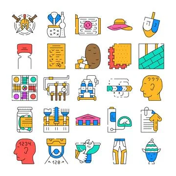 Collection of diverse colorful vector line icons Illustrazione stock