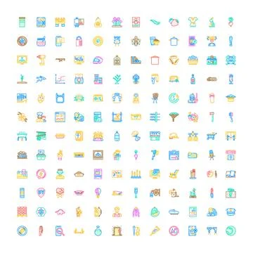 Collection of diverse colorful vector line icons Illustrazione stock