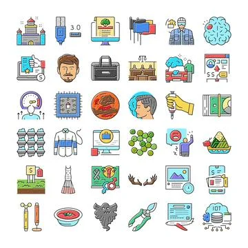 Collection of diverse concepts and activities vector icons 스톡 일러스트