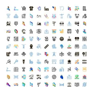 Collection of diverse conceptual vector icons illustrations set Stockillustratie
