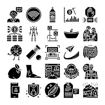 Collection of diverse digital technology and lifestyle icons 库存插图