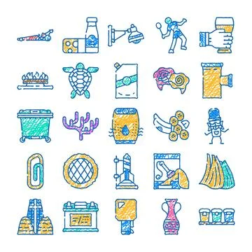 Collection of diverse doodle elements in sketch style Stock Illustration