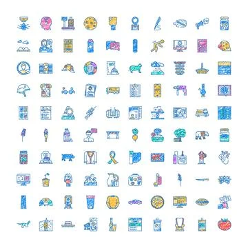 Collection of diverse doodle symbols creating icon set Stock Illustration