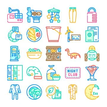 Collection of diverse everyday icon elements and symbols Stock Illustration