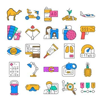 Collection of diverse flat design vector icons Stock Illustration