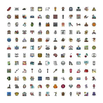 Collection of diverse flat design vector icons Stock Illustration