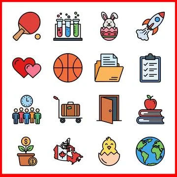 Collection of Diverse Flat Icons Representing Various Concepts and Activities Иллюстрация