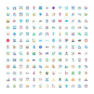 Collection of diverse flat vector interface icons Stock Illustration