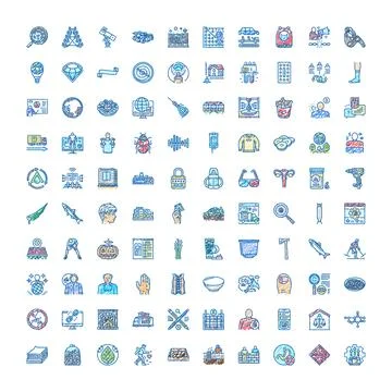 Collection of diverse hand drawn doodle icons Stock Illustration