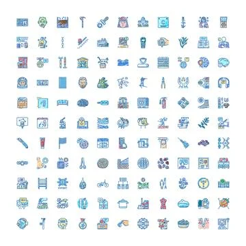 Collection of diverse hand drawn doodle line icons Stock Illustration