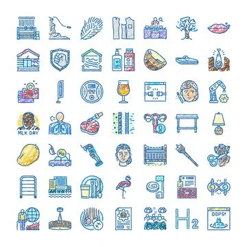 Collection of diverse hand drawn doodle style icons Illustrazione stock