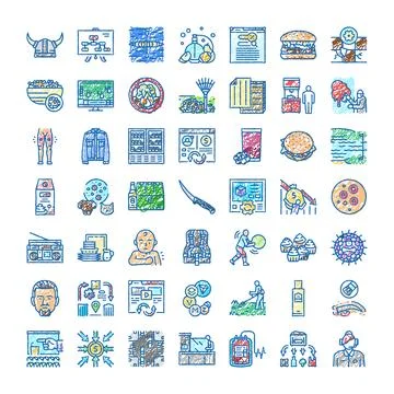 Collection of diverse hand drawn doodle icons 스톡 일러스트