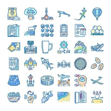 Collection of diverse hand drawn doodle style icons Stock Illustration