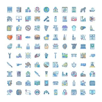 Collection of diverse hand drawn doodle line icons 스톡 일러스트