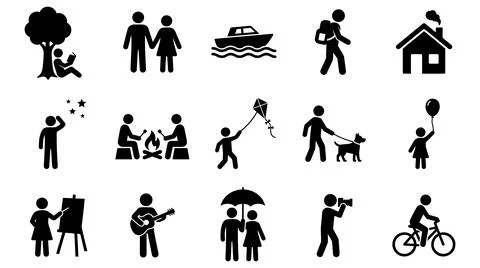 Collection of diverse human activity pictogram icons for lifestyle design Stock Illustration