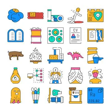 Collection of diverse icon concepts presenting varied themes Illustrazione stock
