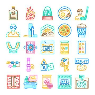 Collection of diverse icon representing technology and lifestyle 库存插图