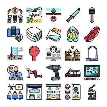 Collection of diverse icon set concepts Ilustración de archivo