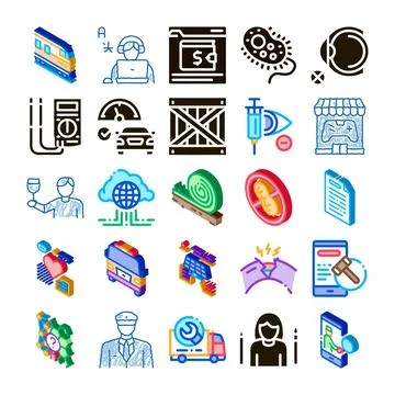 Collection of diverse icon set graphics symbols Stock Illustration
