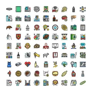 Collection of diverse icon set illustrations with various concepts Illustrazione stock