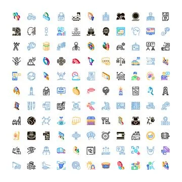 Collection of diverse icon signs representing business and technology 스톡 일러스트