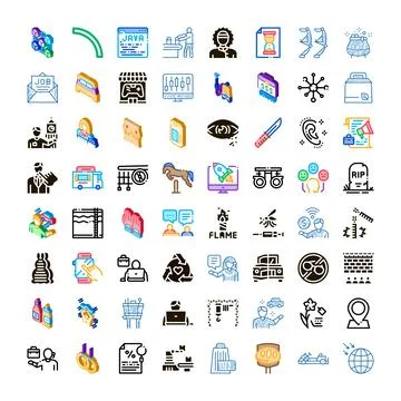 Collection of diverse icons representing various concepts and themes 스톡 일러스트