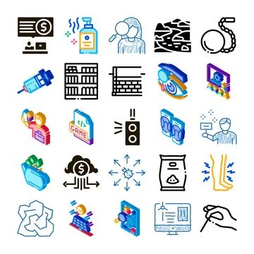 Collection of diverse icons representing various industry concepts イラスト素材