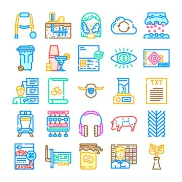 Collection of diverse icons representing various concepts and services Illustrazione stock