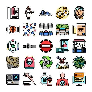 Collection of diverse icons representing various concepts 库存插图
