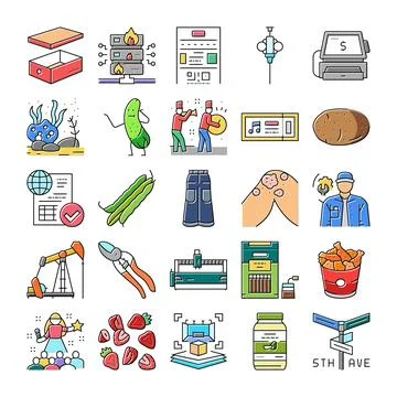 Collection of diverse icons representing various concepts and objects 스톡 일러스트