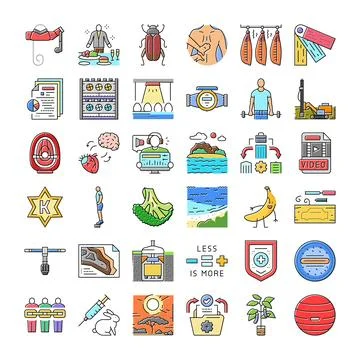 Collection of diverse icons representing various concepts and themes イラスト素材