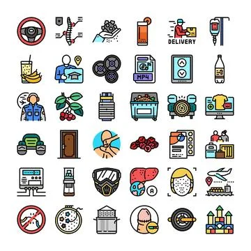Collection of diverse icons representing various concepts and themes 库存插图