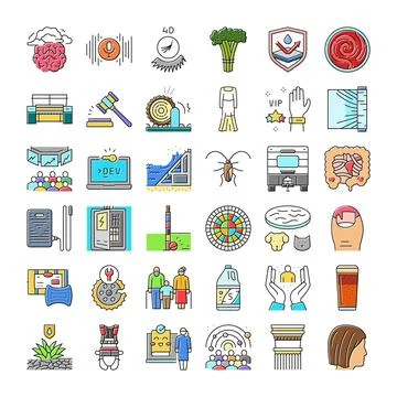 Collection of diverse icons representing various concepts and fields イラスト素材
