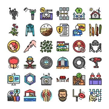 Collection of diverse icons representing various concepts and themes 库存插图