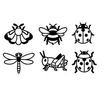 Collection of diverse insect silhouettes Stock Illustration
